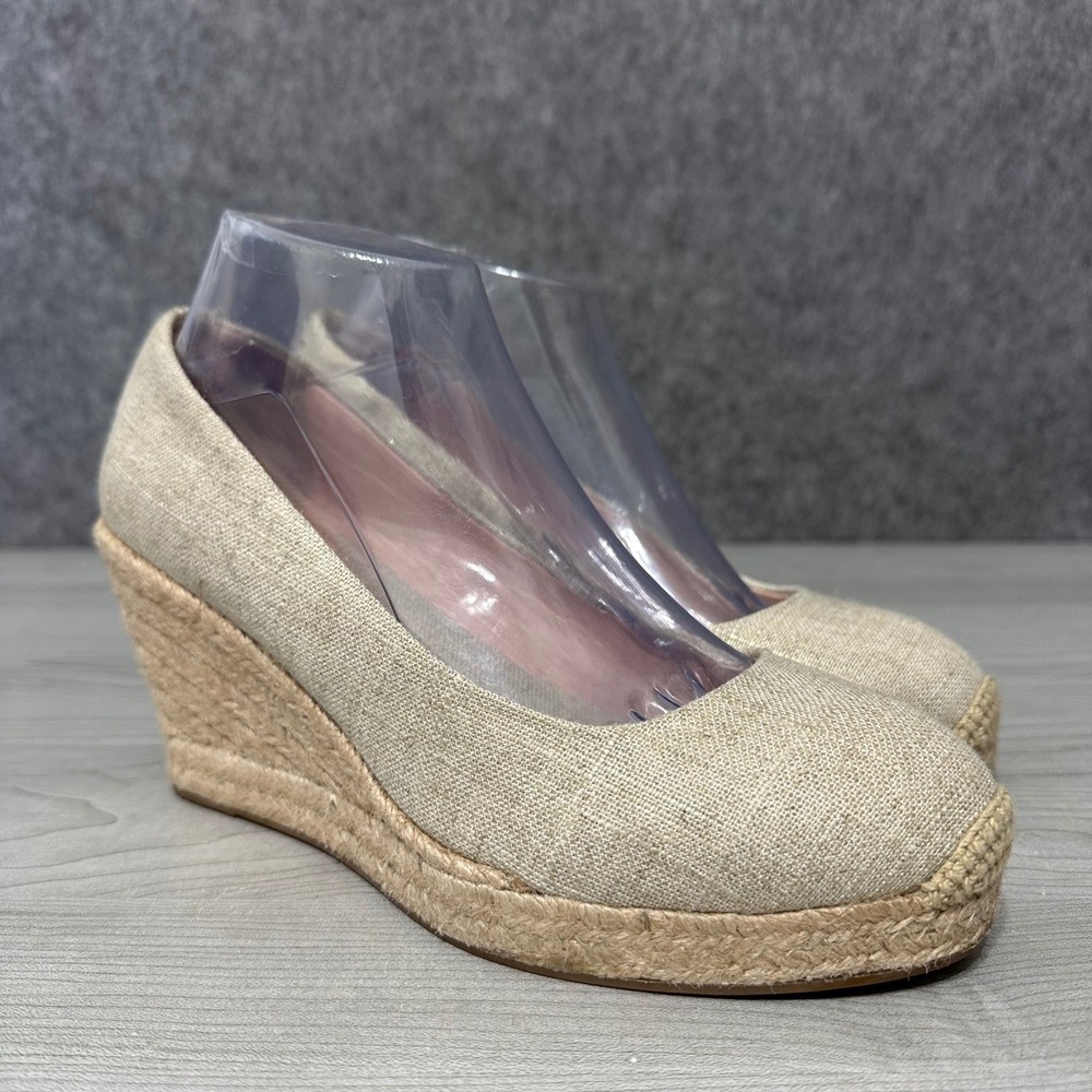 J.Crew Seville Espadrille Wedges Women's Sz 8 Natural Linen Canvas‎ Tan Shoes